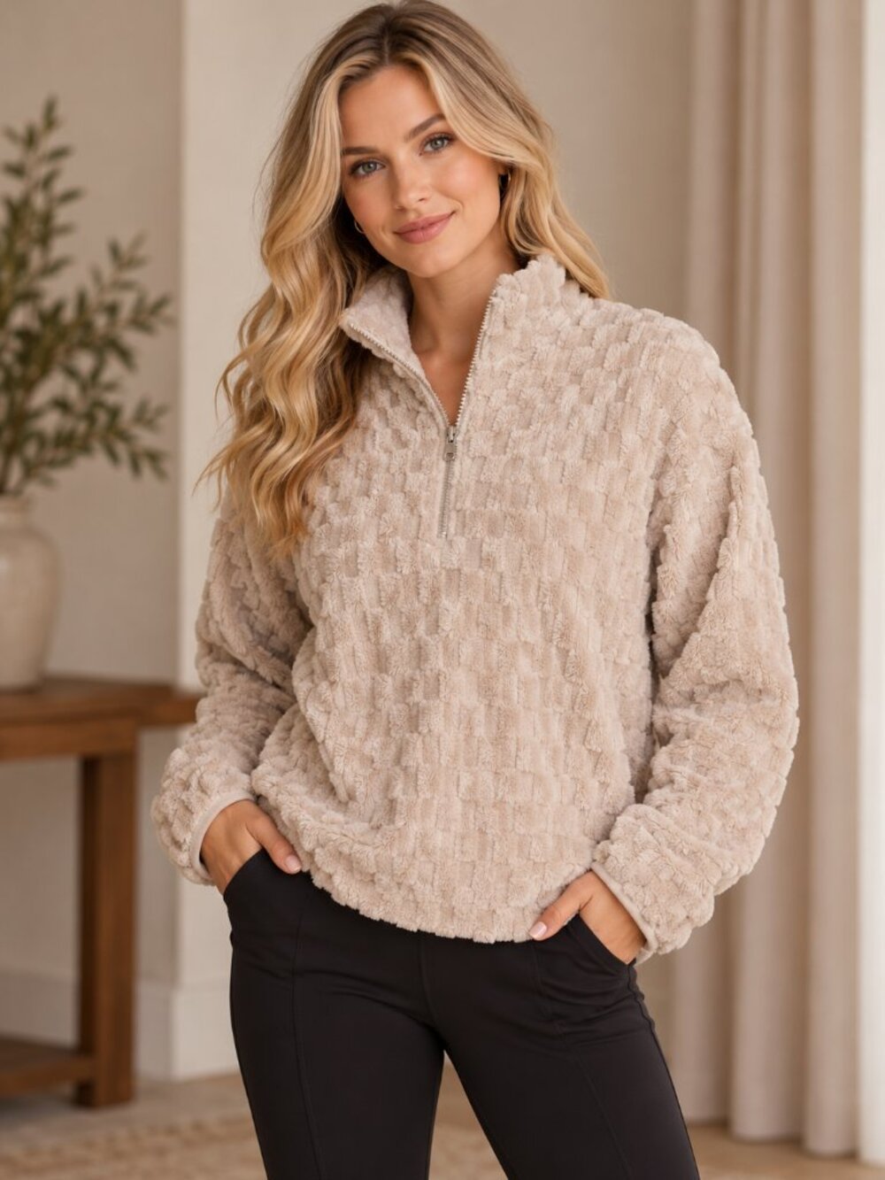 NWT Knapp Studio Women's Dusty Rose Fleece 1/4 Zip Pullover Size Medium